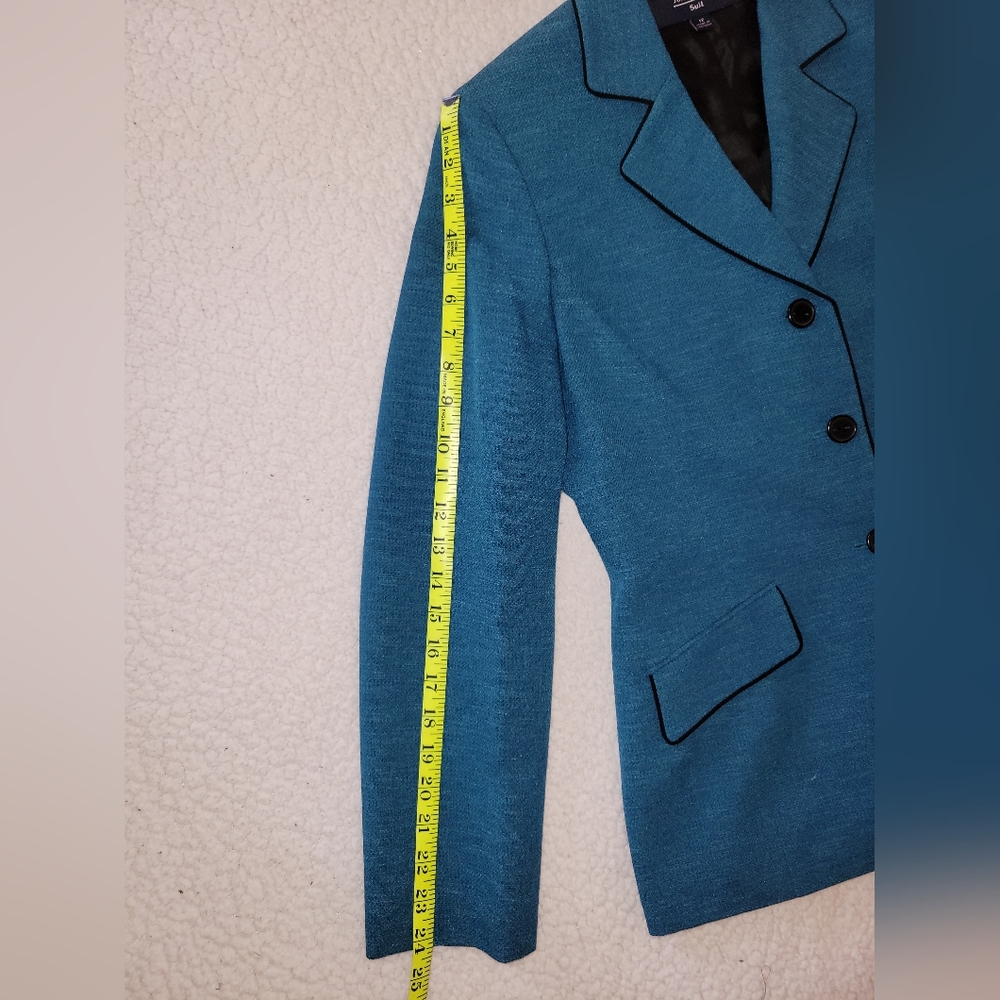 Women's Vintage Jones Wear Teal Fully Lined Blazer Size 12 - Picture 9 of 14